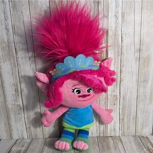 DreamWorks Trolls Band Together Poppy Plush Doll Pink Fuzzy Hair 21 Inch Toy